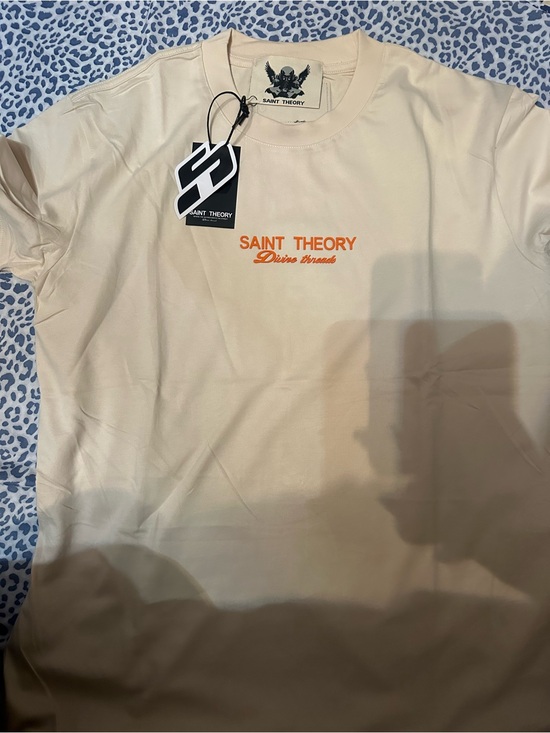 Saint Laurent Other - Saint Laurent Cream Short Sleeve Logo Tee with Orange Script
